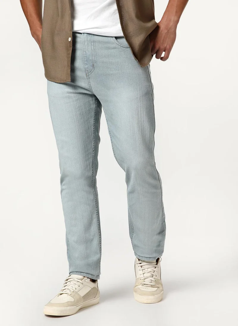 Urbano Fashion Men's Ice Grey Straight Fit Washed Denim Jeans Stretchable